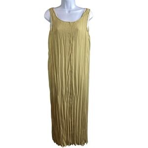 Vintage Basement USA Green Pleated Maxi Dress One‎ Size Boho Flowy Lagenlook